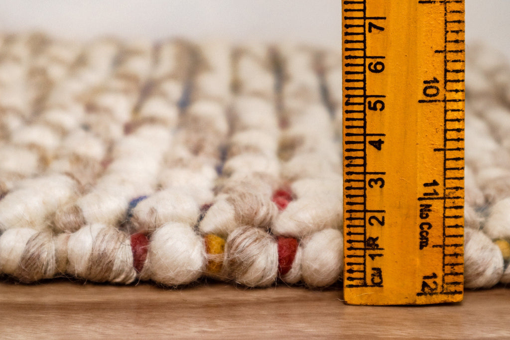 Handwoven Taupe Beige Rainbow Blended Chunky Indoor Wool Rug - Modern Scandinavian decor Carpet, Customization available