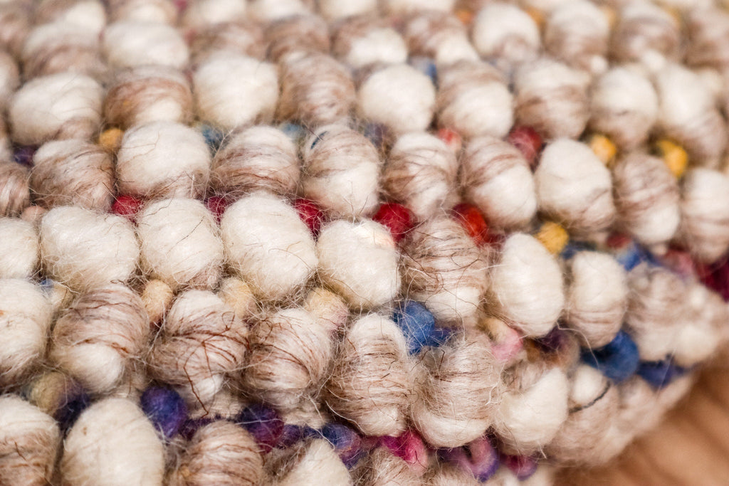 Handwoven Taupe Beige Rainbow Blended Chunky Indoor Wool Rug - Modern Scandinavian decor Carpet, Customization available