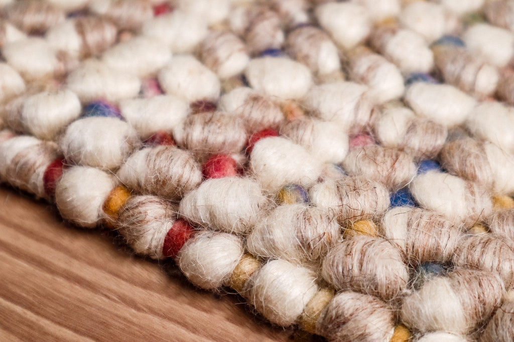 Handwoven Taupe Beige Rainbow Blended Chunky Indoor Wool Rug - Modern Scandinavian decor Carpet, Customization available