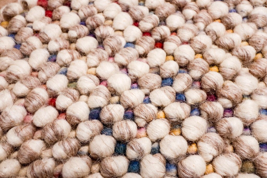 Handwoven Taupe Beige Rainbow Blended Chunky Indoor Wool Rug - Modern Scandinavian decor Carpet, Customization available