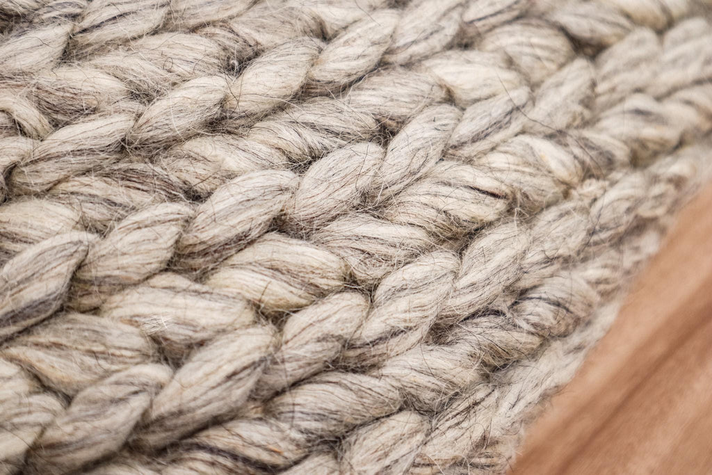 Handwoven Chunky Braided loop Taupe Grey wool area rug - Modern Scandinavian decor carpet, Customization available