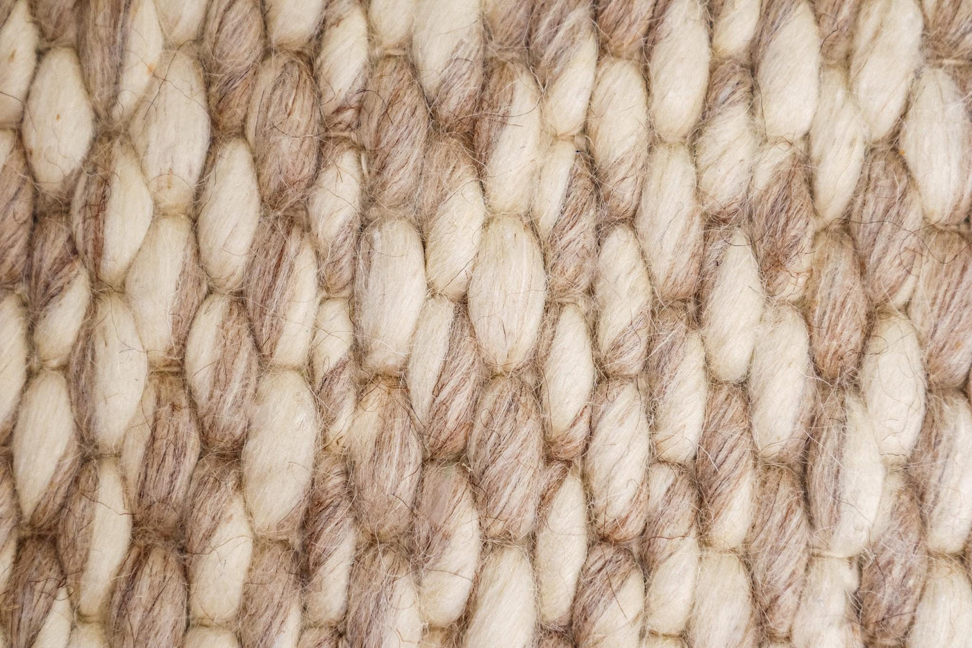 Taupe beige honeycomb weave wool rug flat view