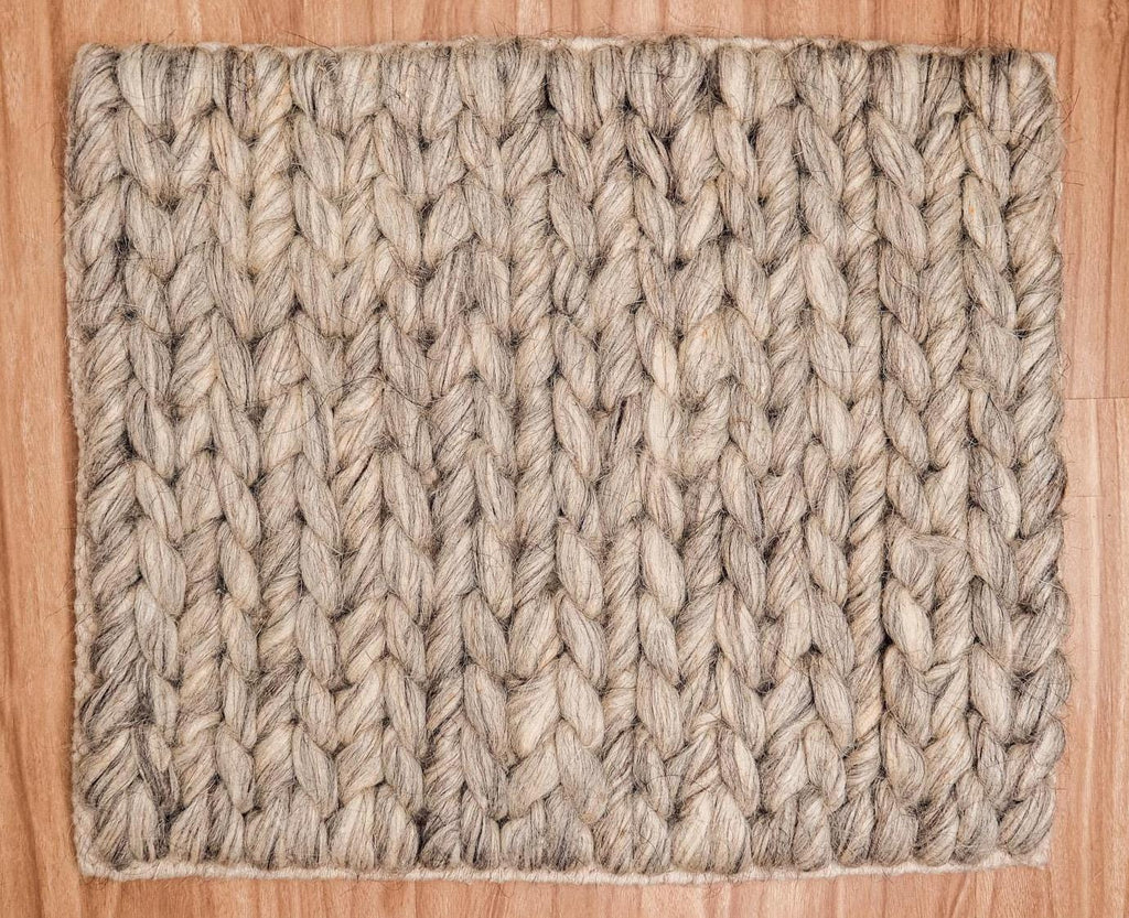 Handwoven Chunky Braided loop Taupe Grey wool area rug - Modern Scandinavian decor carpet, Customization available