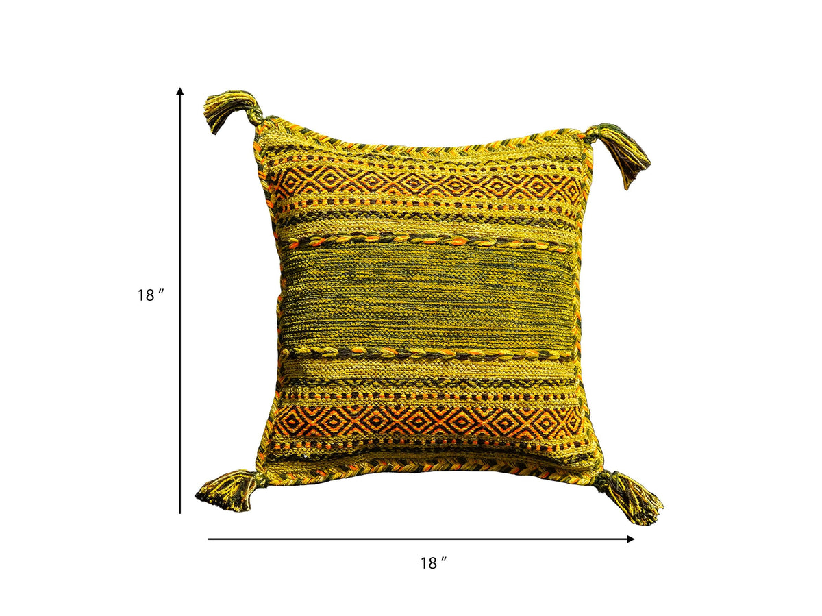 Green kilim rug with matching cushions