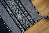 Kilim rug corner detail showing diamond pattern
