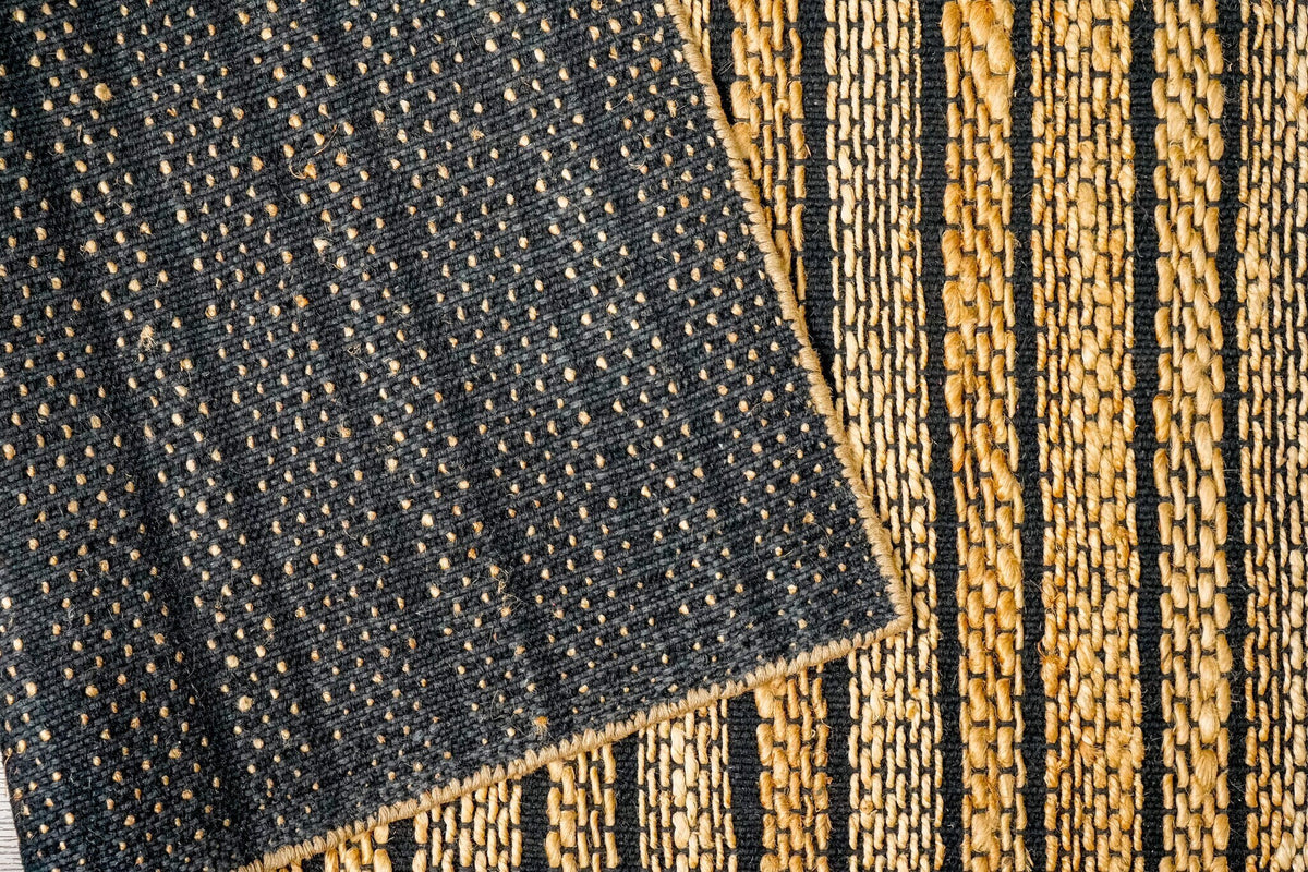 Close-up of ribbed jute cotton weave texture