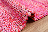 Recycled cotton rag rug edge detail