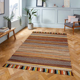 Cotton chenille kilim rug styled in a living room