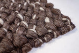 Handwoven wool loop rug size and color reference
