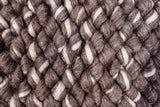 Brown ivory chunky wool loop rug, flat lay view