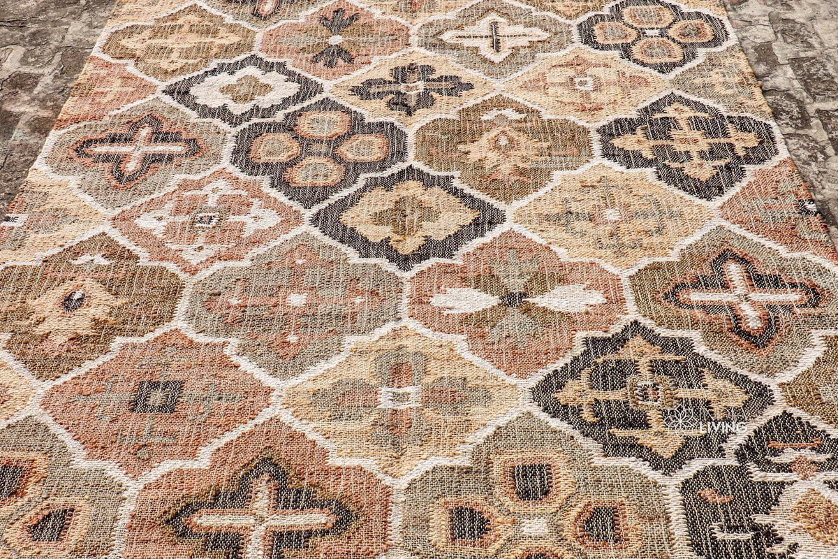 Jute kilim rug pattern detail close-up