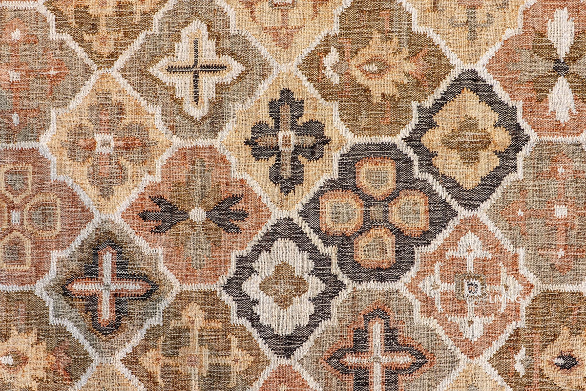 Close-up of jute kilim weave texture