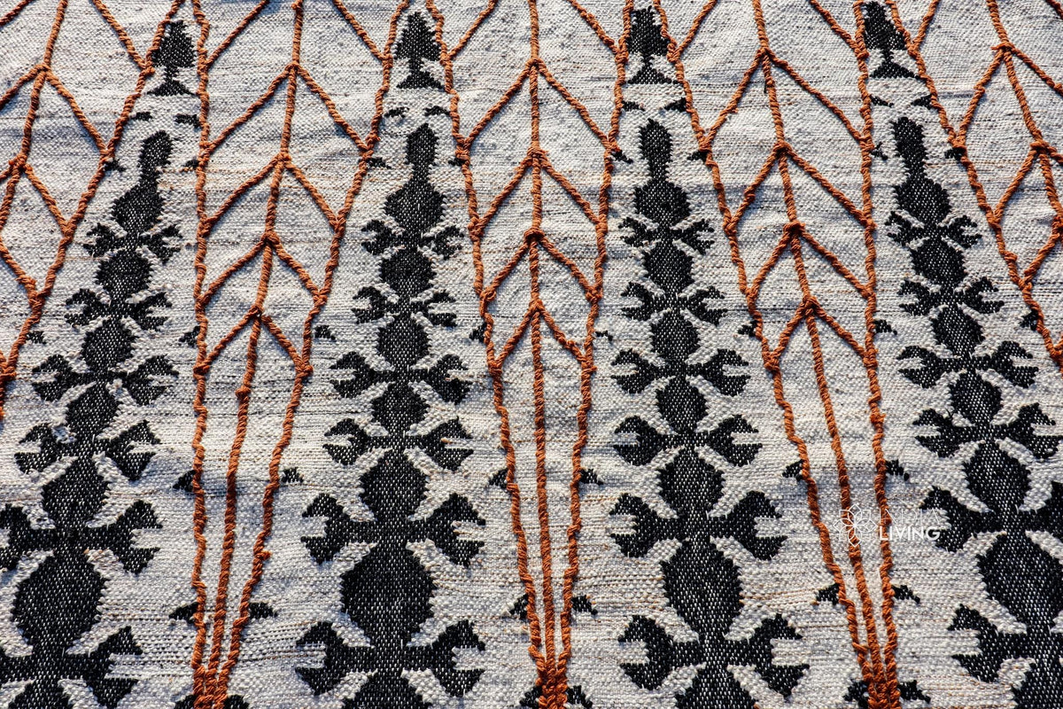 Kilim rug pattern close-up showing abstract design