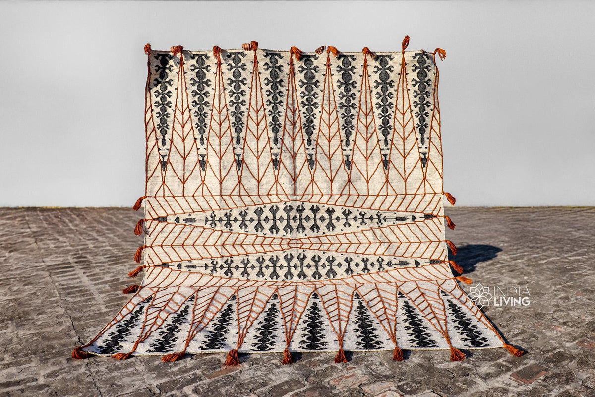 Tribal kilim rug styled in a living room
