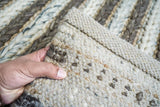 Multi pattern wool rug full flat lay top view