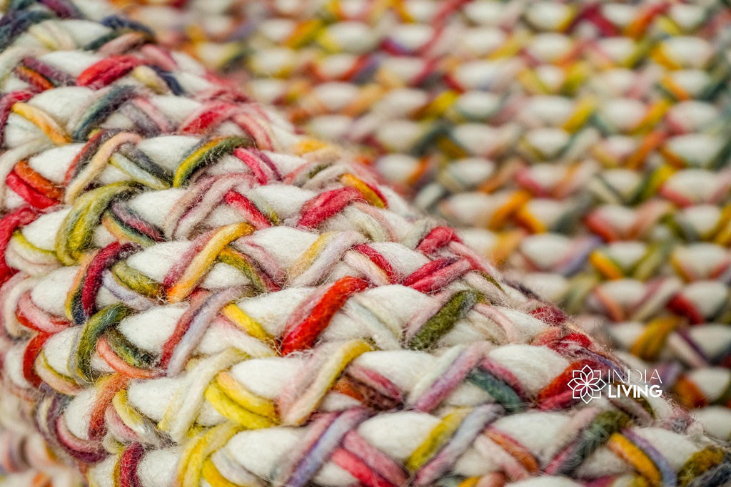 Multi Blend Hand Knitted Chunky Looped Wool rug, Premium wool, Colourful Christmas Rug, Funky Decor, Kids Room Rug, Custom made