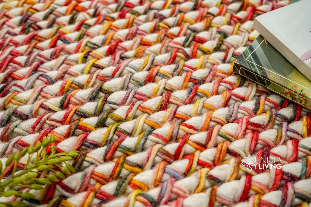 Multi Blend Hand Knitted Chunky Looped Wool rug, Premium wool, Colourful Christmas Rug, Funky Decor, Kids Room Rug, Custom made