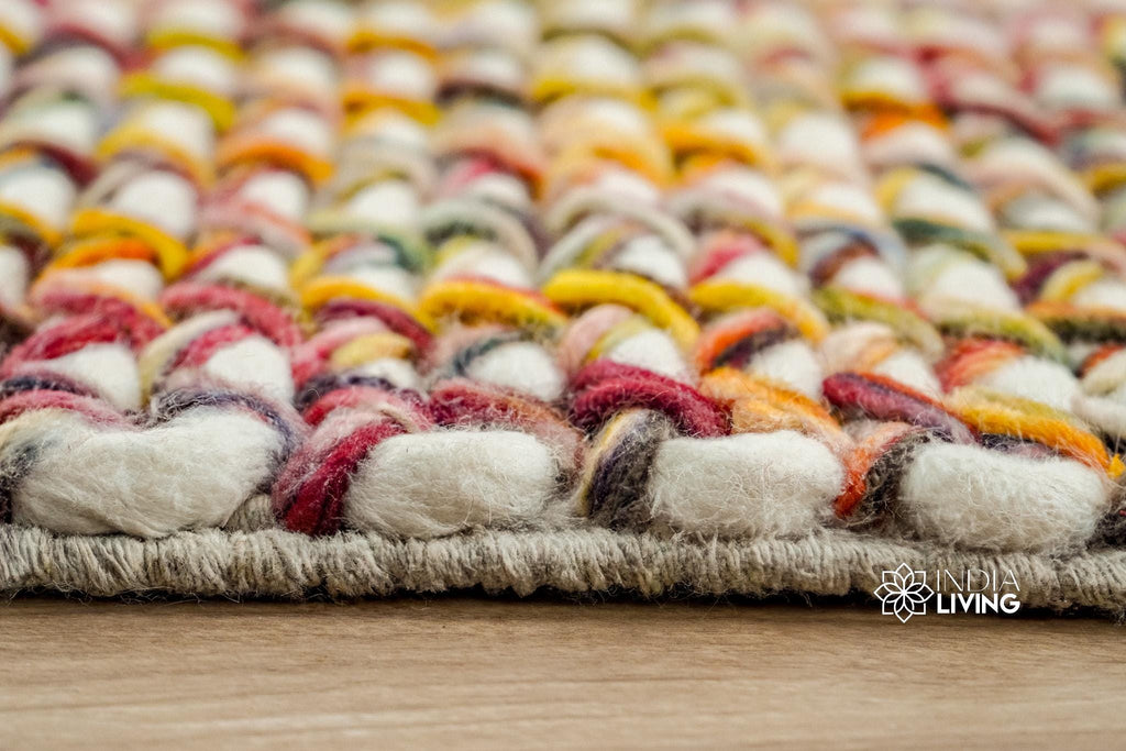 Multi Blend Hand Knitted Chunky Looped Wool rug, Premium wool, Colourful Christmas Rug, Funky Decor, Kids Room Rug, Custom made