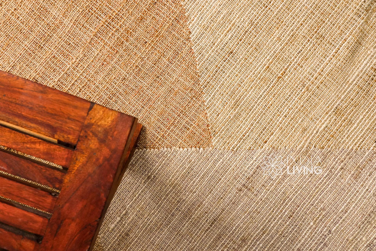 Close-up of jute rug flatweave texture
