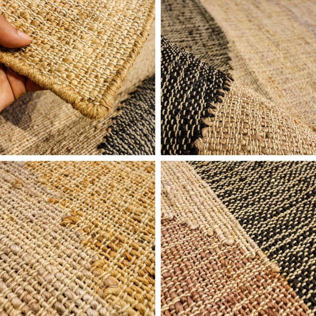 Modern Minimalistic Abstract Earthy Tones Natural Jute Rug, Handwoven modern Flat weave decor rug, Customization available