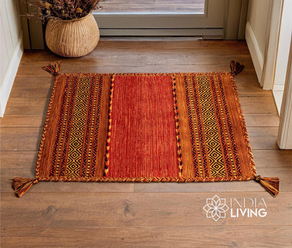 Orange Kilim Rug , Handmade Moroccan rug, Vintage carpet, Flat weave Area Rug for Living room, bedroom, Traditional , Artistic Decor