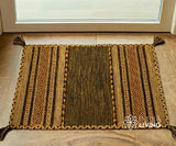 Green kilim rug pile close-up texture