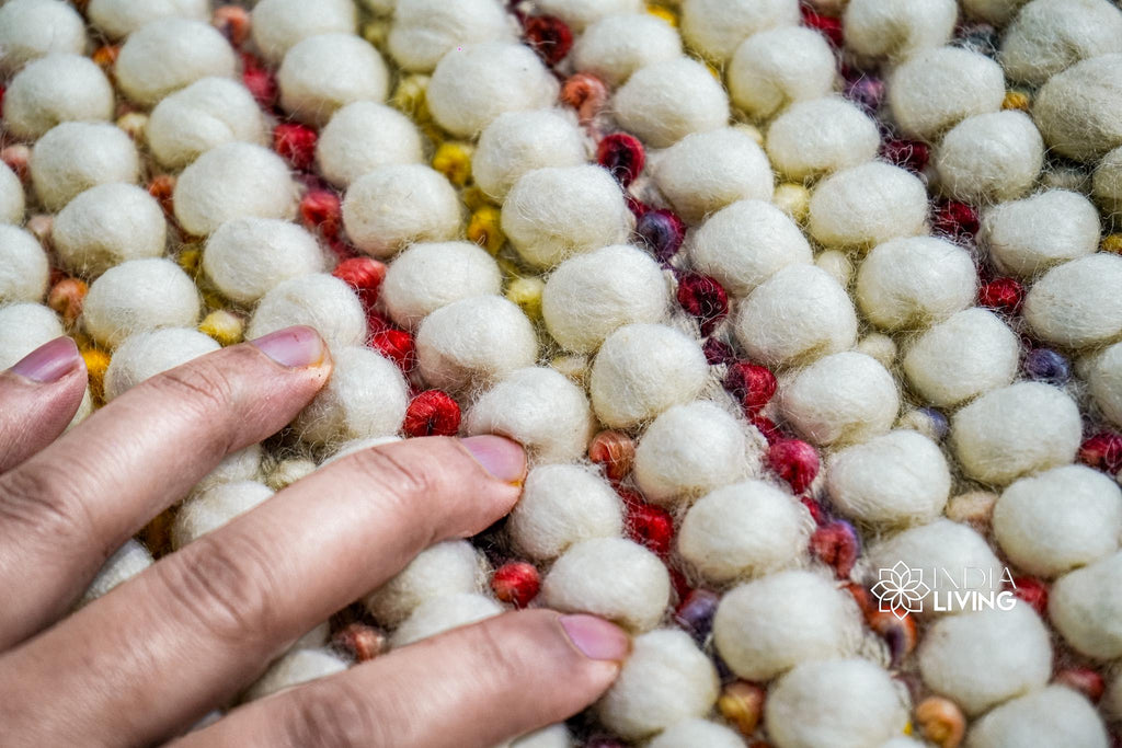 Multi Blend Chunky Looped Wool rug - Colourful Wool Carpet - Funky Decor for Kids Room, Pet Friendly, Customization available