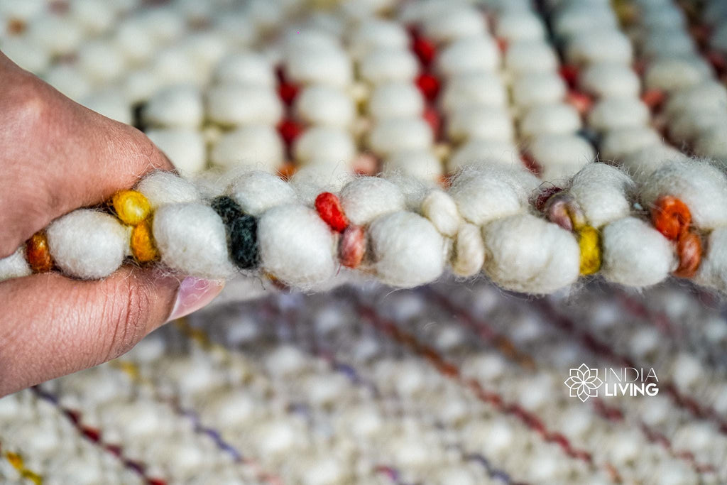 Multi Blend Chunky Looped Wool rug - Colourful Wool Carpet - Funky Decor for Kids Room, Pet Friendly, Customization available