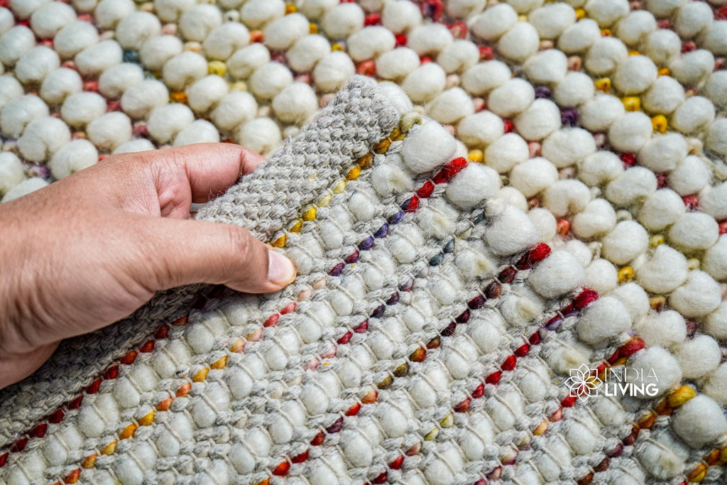 Multi Blend Chunky Looped Wool rug - Colourful Wool Carpet - Funky Decor for Kids Room, Pet Friendly, Customization available