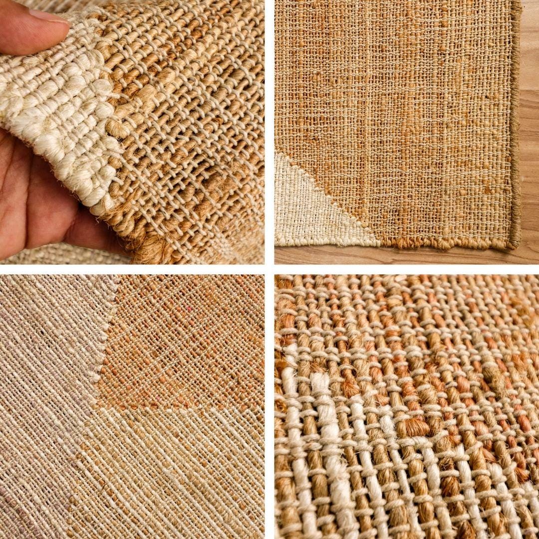 Jute rug shown under furniture