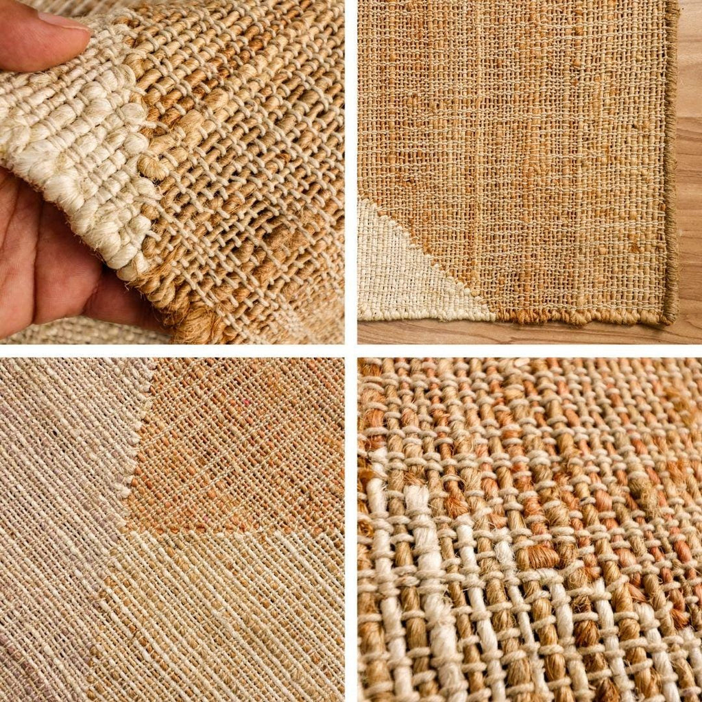 Modern Abstract Earthy Tone Natural Jute Rug, Handwoven modern Flat weave decor rug, Customization available