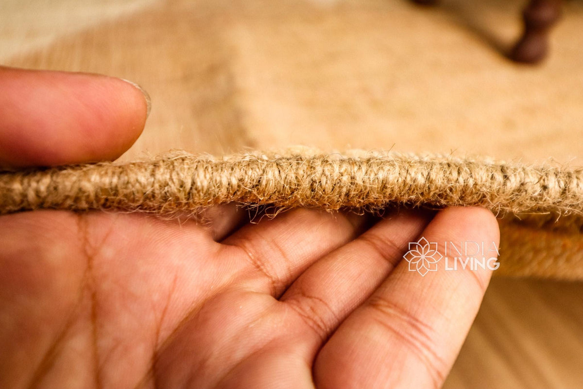 Natural jute rug pattern close-up