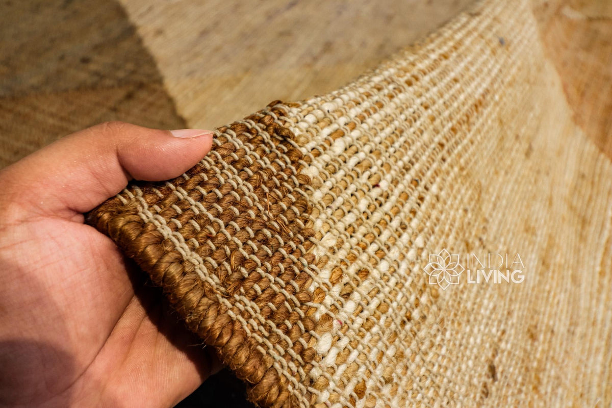Jute rug edge and weave detail