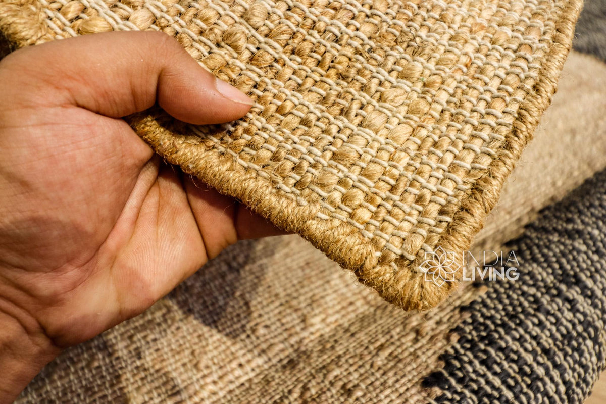 Jute rug edge and weave detail