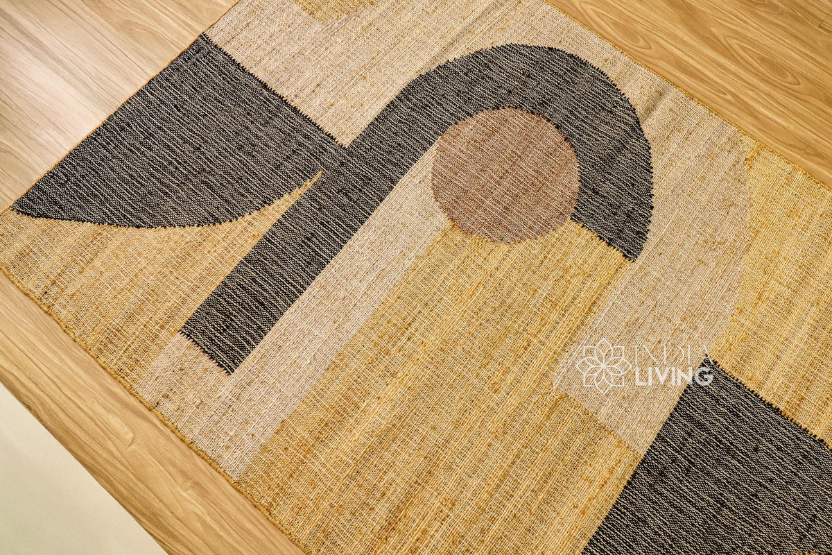Close-up of jute rug flatweave texture