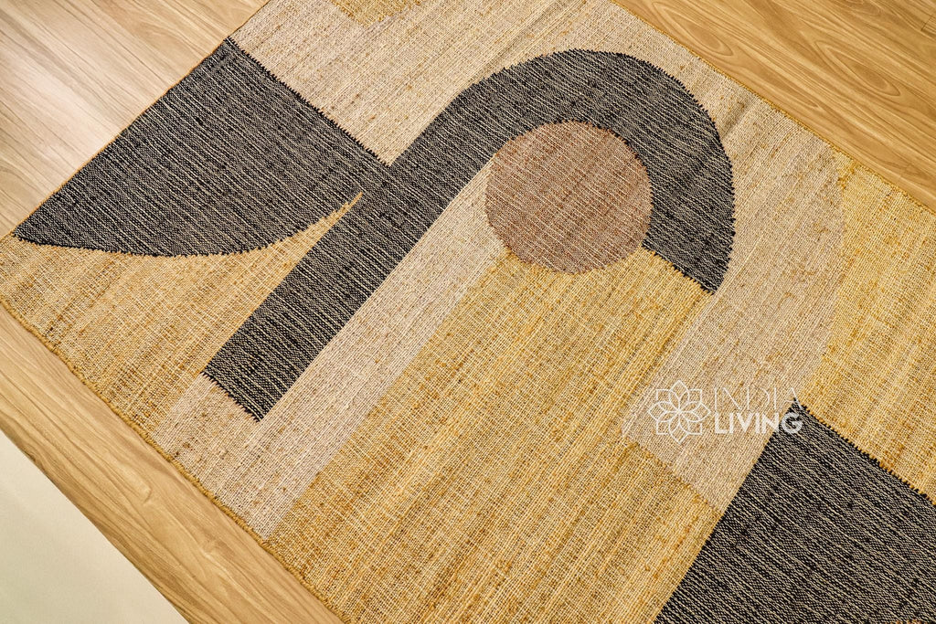 Modern Minimalistic Abstract Earthy Tones Natural Jute Rug, Handwoven modern Flat weave decor rug, Customization available