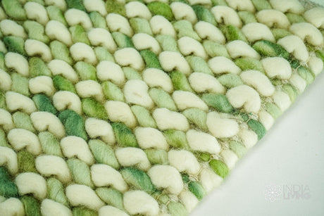 Ivory green Cashew Weave Chunky looped Wool Handwoven Scandinavian Style Cozy Custom made wool rug, Custom made in all sizes