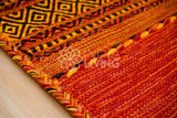 Orange kilim rug diamond pattern view