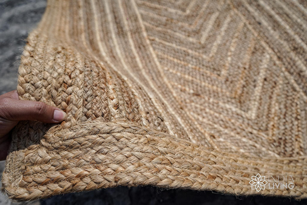 Natural Jute Rug - Unique Custom Size Herringbone Area Rug for Living Room & Bedroom, Rustic Braided Runner, Eco-Friendly Decor