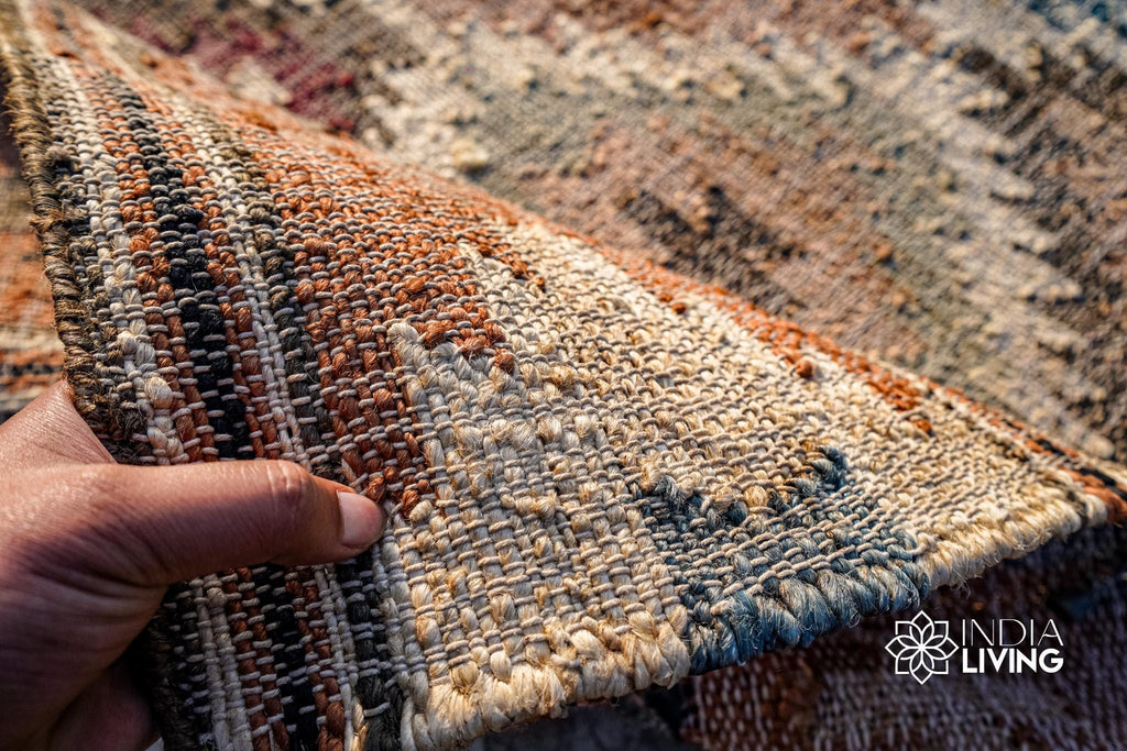 Multi Tribal Aztec style Natural Boho Flat woven colourful Jute Kilim rug, Moroccan decor, custom made in all sizes