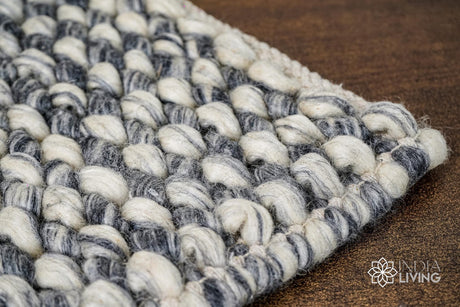 Multi Grey Cashew Weave Chunky Looped Wool Handwoven Scandinavian Style Cozy Custom made wool rug, Custom made in all sizes