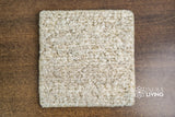 Beige wool rug edge and binding detail