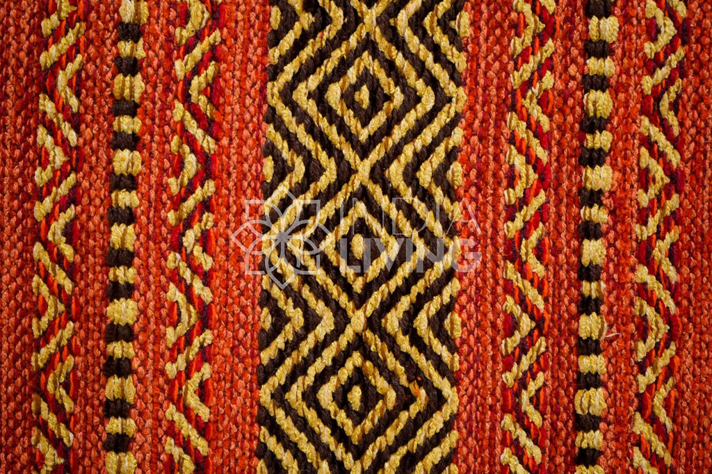 Red Kilim Rug - Indian Artistic Handmade Moroccan inspired Ethnic Living Room Kilim carpet, Bohemian decor rug