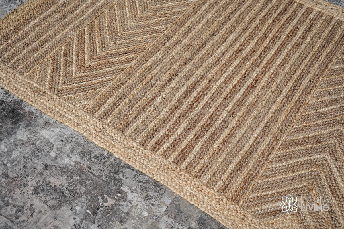 Braided jute rug texture close-up