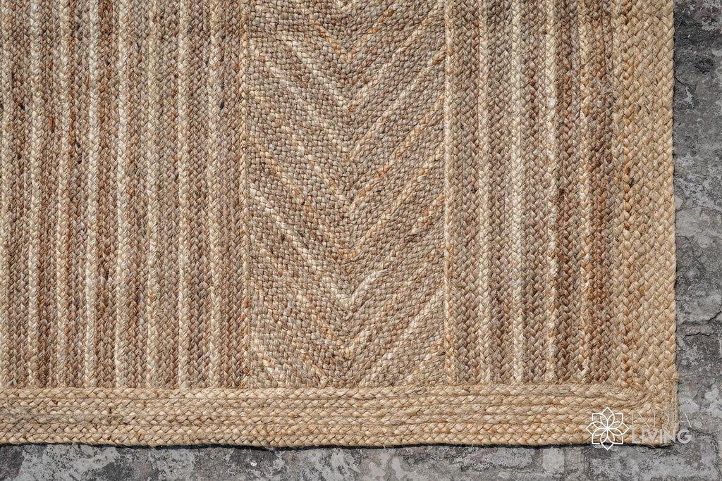 Natural Jute Rug - Unique Custom Size Herringbone Area Rug for Living Room & Bedroom, Rustic Braided Runner, Eco-Friendly Decor