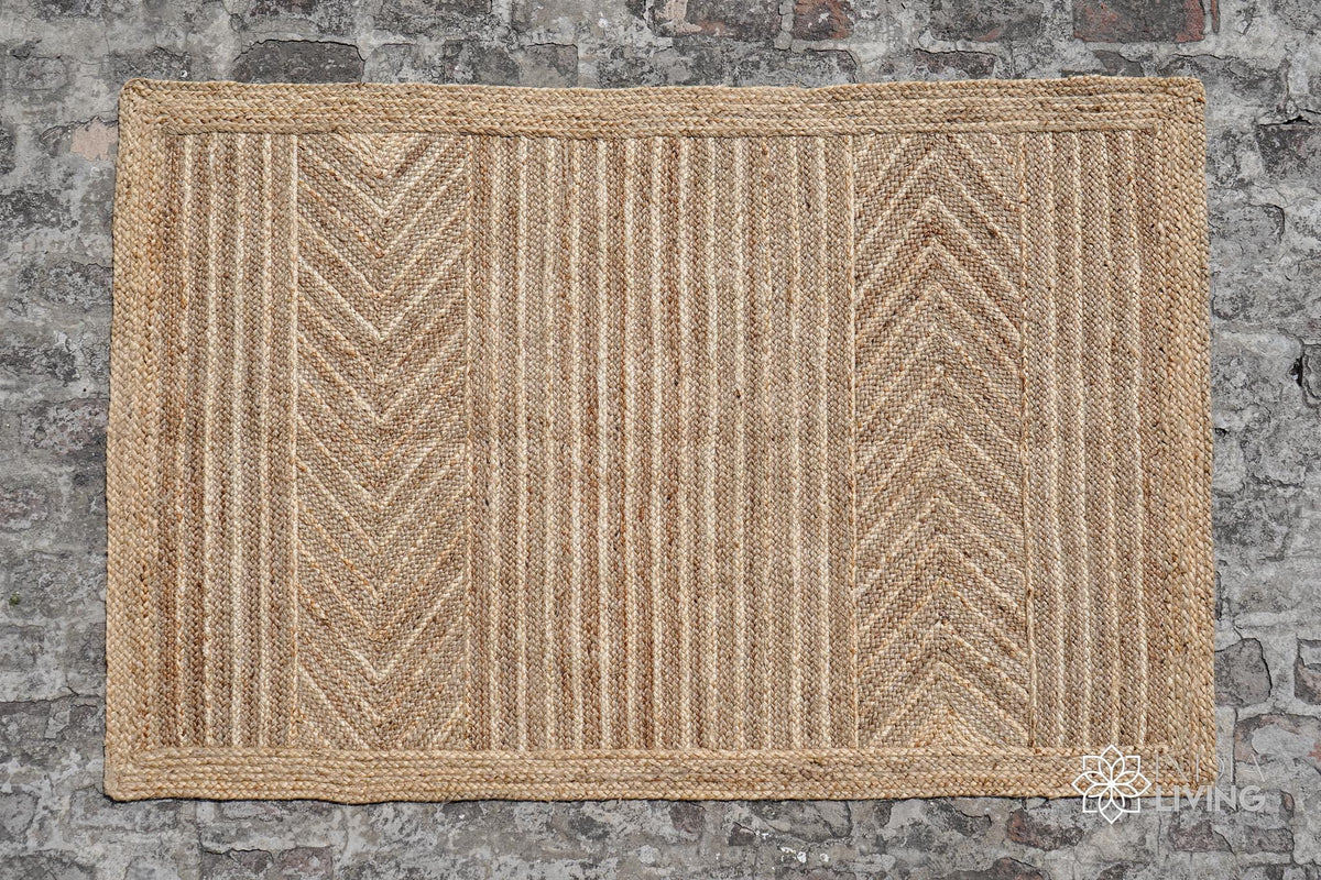 Close-up of herringbone braided jute texture