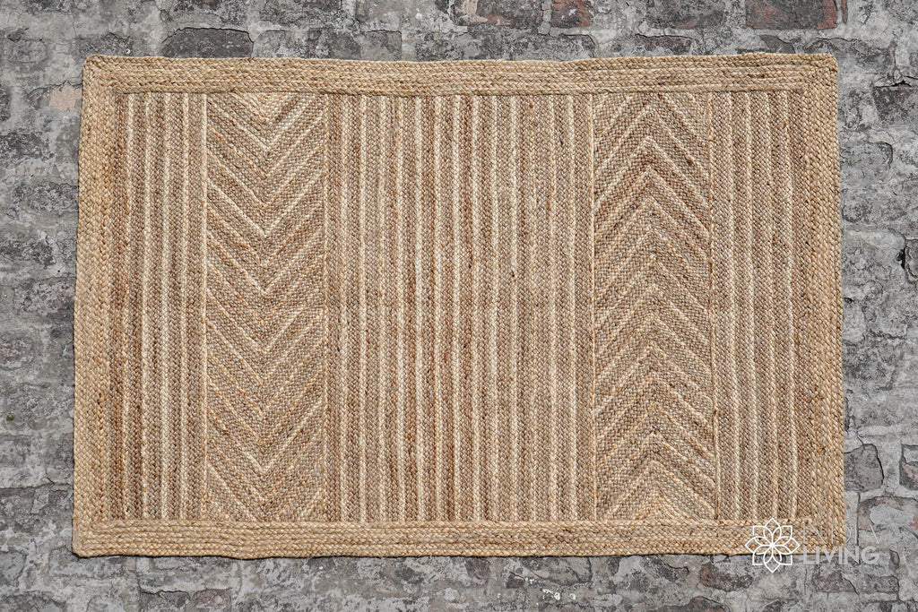Natural Jute Rug - Unique Custom Size Herringbone Area Rug for Living Room & Bedroom, Rustic Braided Runner, Eco-Friendly Decor