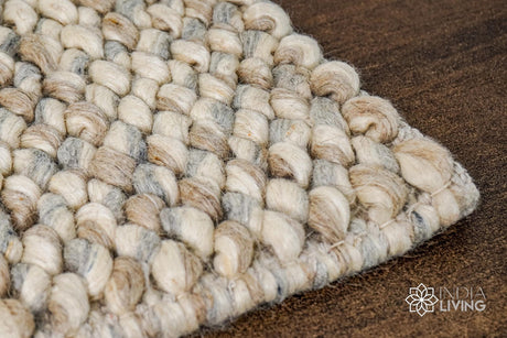 Light Grey Beige Multi looped Cashew Weave Chunky Wool Handwoven Scandinavian Style Cozy Custom made wool rug, Custom made in all sizes