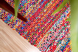Rainbow rug styled in living room