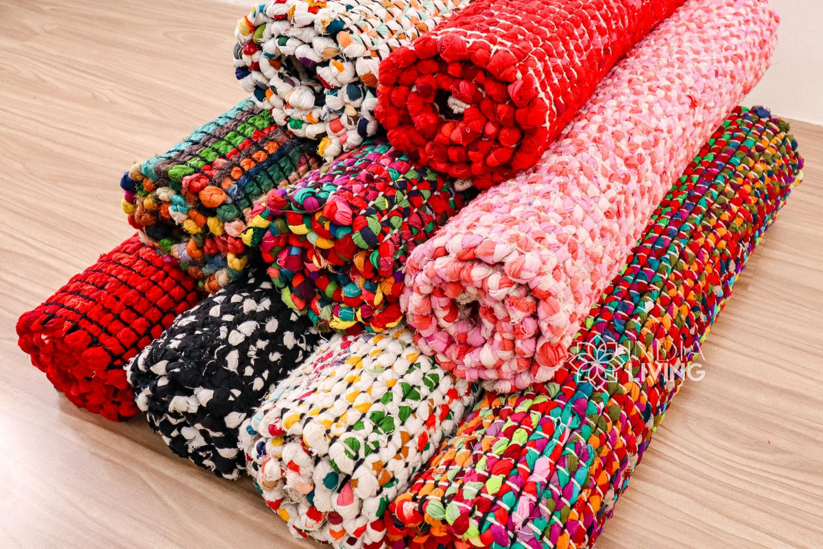 Rainbow rug styled in playroom